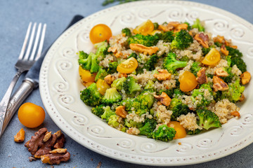 Warm broccoli salad and a movie for a healthy diet.