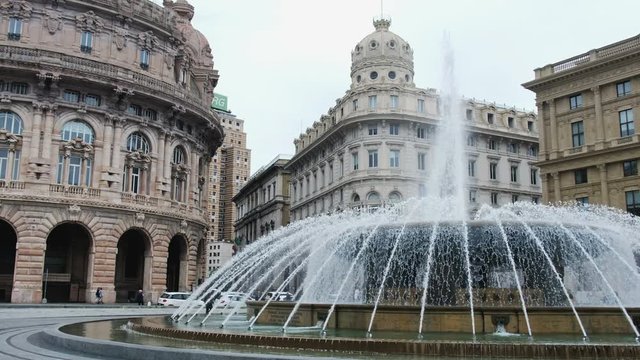 Genova fountain Piazza de Ferrari water jet square big plaza italian vacation landmarks
