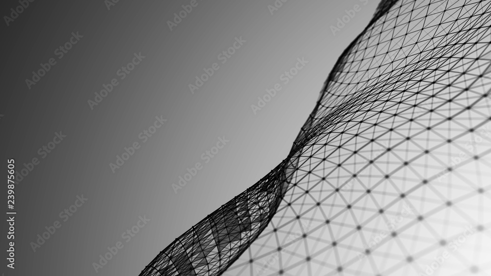 Poster abstract polygonal space. network connection structure. digital data visualization. big data digital