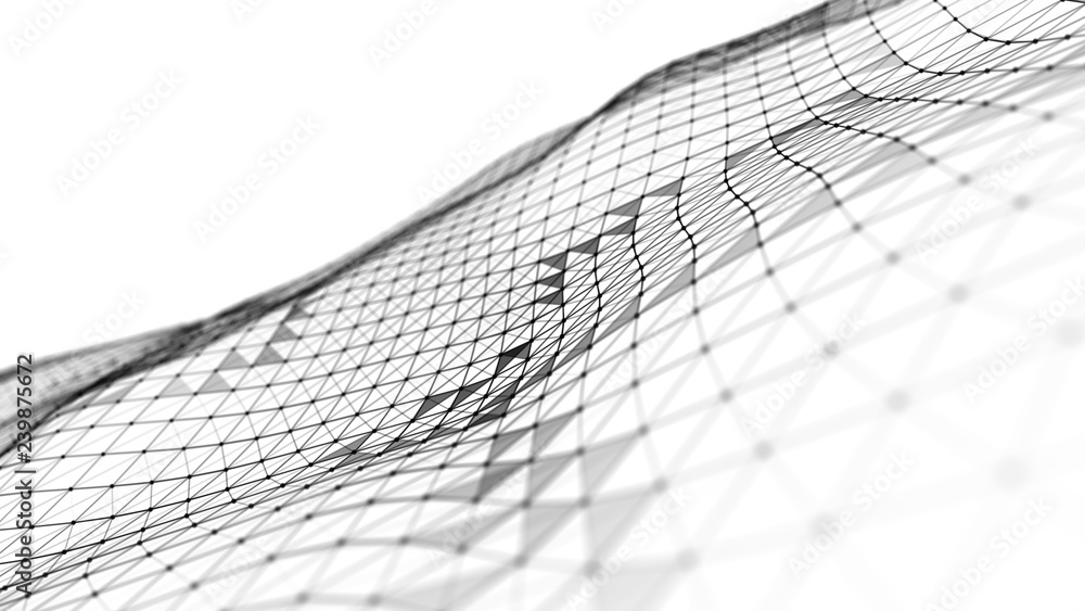 Poster abstract polygonal space. network connection structure. digital data visualization. big data digital