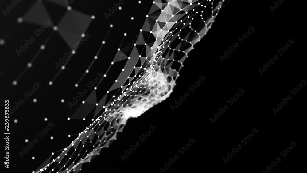 Poster abstract polygonal space. network connection structure. digital data visualization. big data digital