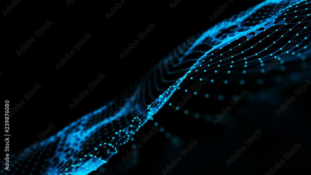 Poster abstract polygonal space. network connection structure. digital data visualization. big data digital