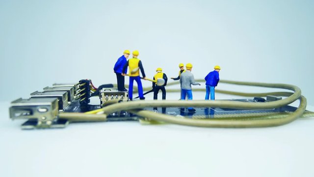 miniature figure footage with theme of technology