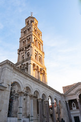 Fototapeta na wymiar Saint Domnius Cathedral at the antique Roman Emperor Diocletian Palace in Old Town Split, Croatia