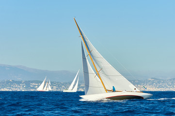 Sailing yacht race regatta. Sailboat in the sea under sail. Yachting sport © Alvov