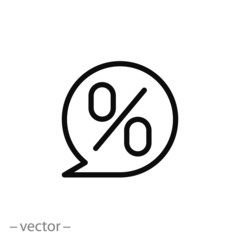 Percent icon, simple line sign, vector illustration of Eps10