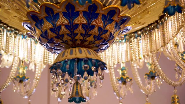 Magnificent crystal chandelier detail