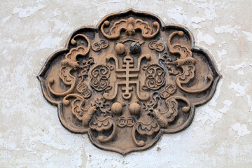 wall carvings in temple, China