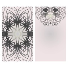 Vintage Card With Patterns of the Mandala. Floral Ornaments. Islam, Arabic, Indian, Ottoman motifs. Template for Flyer or Invitation Card Design. Vector Illustration