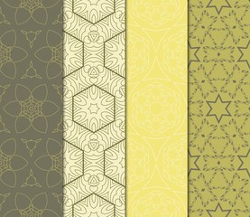 Set Of Geometric Seamless Pattern. Modern Floral Ornament. Vector Illustration. For The Interior Design, Wallpaper, Decoration Print, Fill Pages, Invitation Card, Cover Book