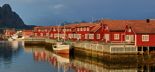 Lofoten Islands Travel. Norway Fishing village . Norwegian nature. Scandinavian trip