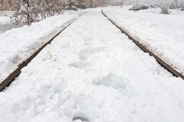 Novi Sad, Serbia - December 18, 2018: Railway line in Detelinara settlement in Novi Sad