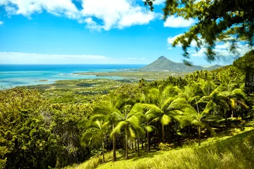 Washable wall murals Le Morne, Mauritius Beautiful coast of Mauritius seen from the viewing point if Chamarel 