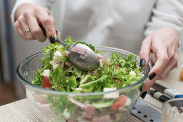 Stirring Fresh Vegetable Salad