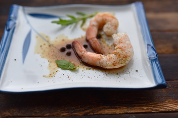 fresh boiled shrimp with spices
