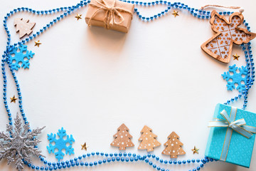 frame with place for text from new year decorations and gifts