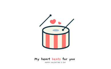 Obraz na płótnie Canvas a drum with little hearts on top. Valentine's vector illustration