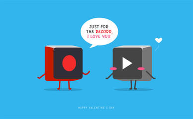 Record button with play button. Valentine's vector illustration