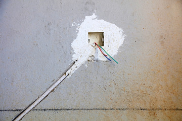 wall electric wire construction site