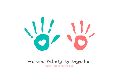 Two hands with heart on the center of the palm. Valentine's vector illustration