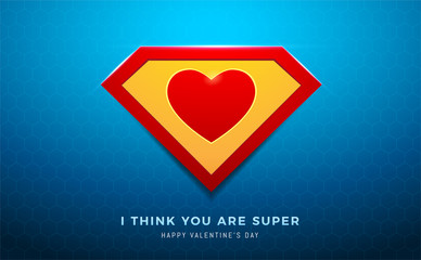 Super Heart in blue background. Valentine's vector illustration