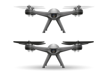 aerial mobile drone quadcopter smart quadrocopter for video and photo shooting stock vector illustration