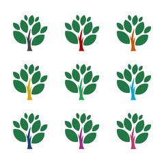 Green tree logo design icon or logo, color set