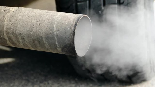 Air pollution from vehicle close up