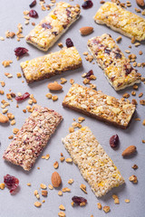 Healthy homemade snacks breakfast . Granola bars