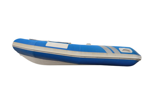 blue inflatable boat isolated on white background