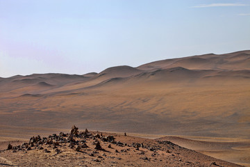 Fototapeta na wymiar Sand dunes in Paracas National Park, Peru