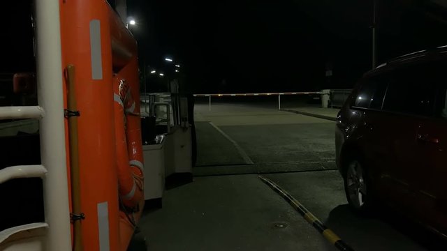 Pov Before crossing Kiel cannal with Ferry at Nobisfahre, closing gate