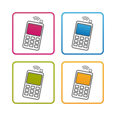 Smartphone - Outline Styled Icon - Editable Stroke - Colorful Vector Illustration - Isolated On White Background