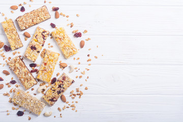 Healthy homemade snacks breakfast . Granola bars