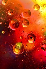 Abstract colorful Background Oil in Water surface Foam of Soap with Bubbles macro shot close-up