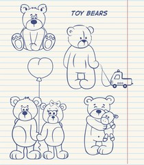 Cartoon illustration set of cute vector bears