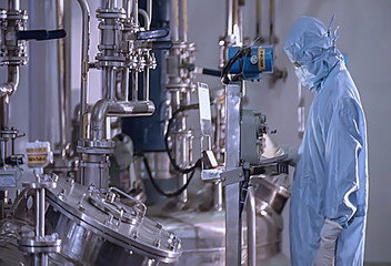 Abstract, blur, bokeh background, defocusing - image for the background. Pharmaceutical production...