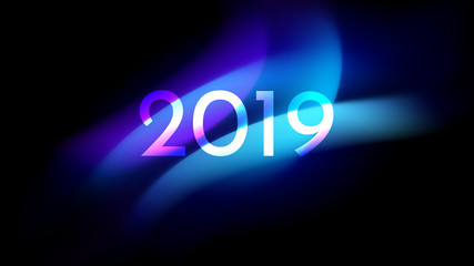 Happy New Year Trendy Colorful Fluid Background. 2019 Greeting Card, Banner, Wallpaper, Invitational. Vector EPS 10