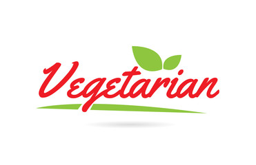 Vegetarian hand written word text for typography design in red