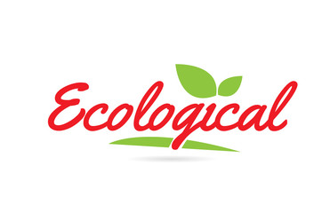 Ecological hand written word text for typography design in red