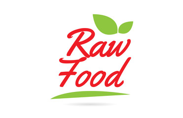 Raw Food hand written word text for typography design in red