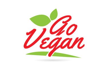 Go Vegan hand written word text for typography design in red