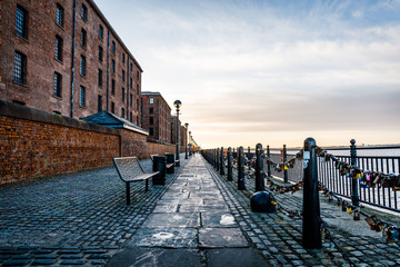 Walkway between the Royal Albert Dock and the Waterfront in Liverpool, United Kingdom