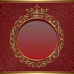 decorative background with crown and golden frame