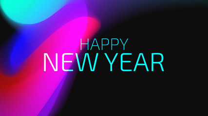 Happy New Year Trendy Colorful Fluid Background. 2019 Greeting Card, Banner, Wallpaper, Invitational. Vector EPS 10