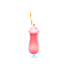 Beautiful milkshake in transparent glasses made from different ingredients.