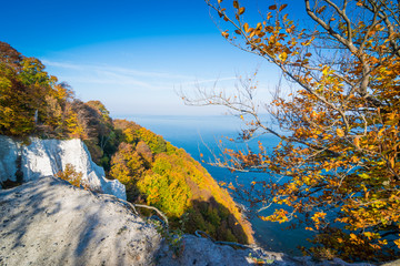 Kreidefelsen Königsstuhl auf Insel Rügen im Herbst