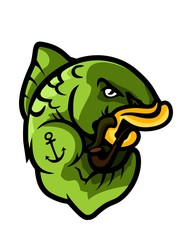 Angry strong Carp with tobacco pipe