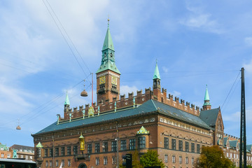 Fototapeta na wymiar Copenhagen city hall exterior on a sunny day