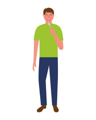 man holding fork cutlery white background